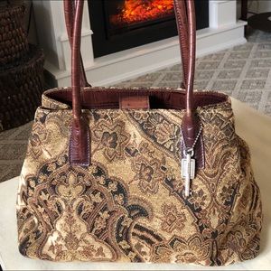 Fossil tapestry carpet bag purse.